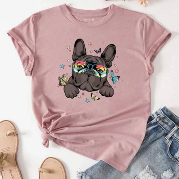 Cute Bull Dog Graphic Tee - Picture 2 of 6
